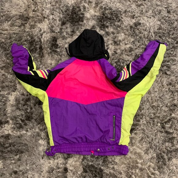 VTG Roffe Demetre Ski Jacket Adult X-Large Made USA 80s Neon Thinsulate 3M - Picture 2 of 11